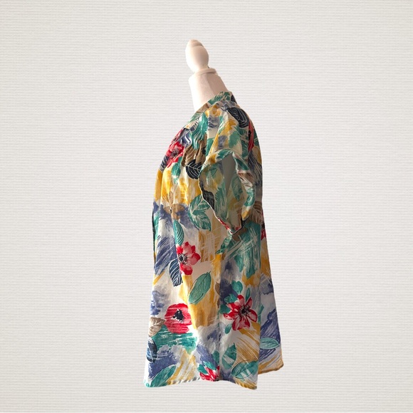 Vintage Caliché Tropical Print Shirt, Cuffed Sleeve, Made in USA - Picture 5 of 10